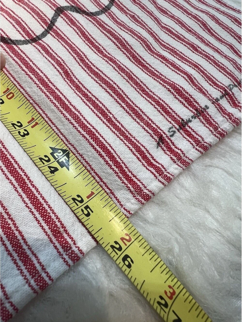 Vintage Martex Lobster Print Tea Towel, Red & White Striped